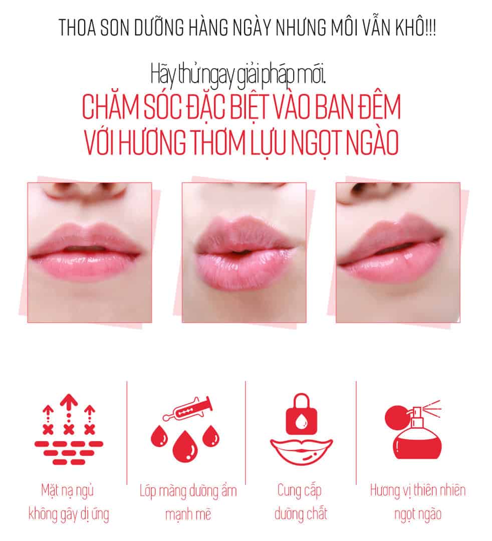 Mat Na Ngu Moi Luu Carenel Pomegranate Lip Night Mask (11)