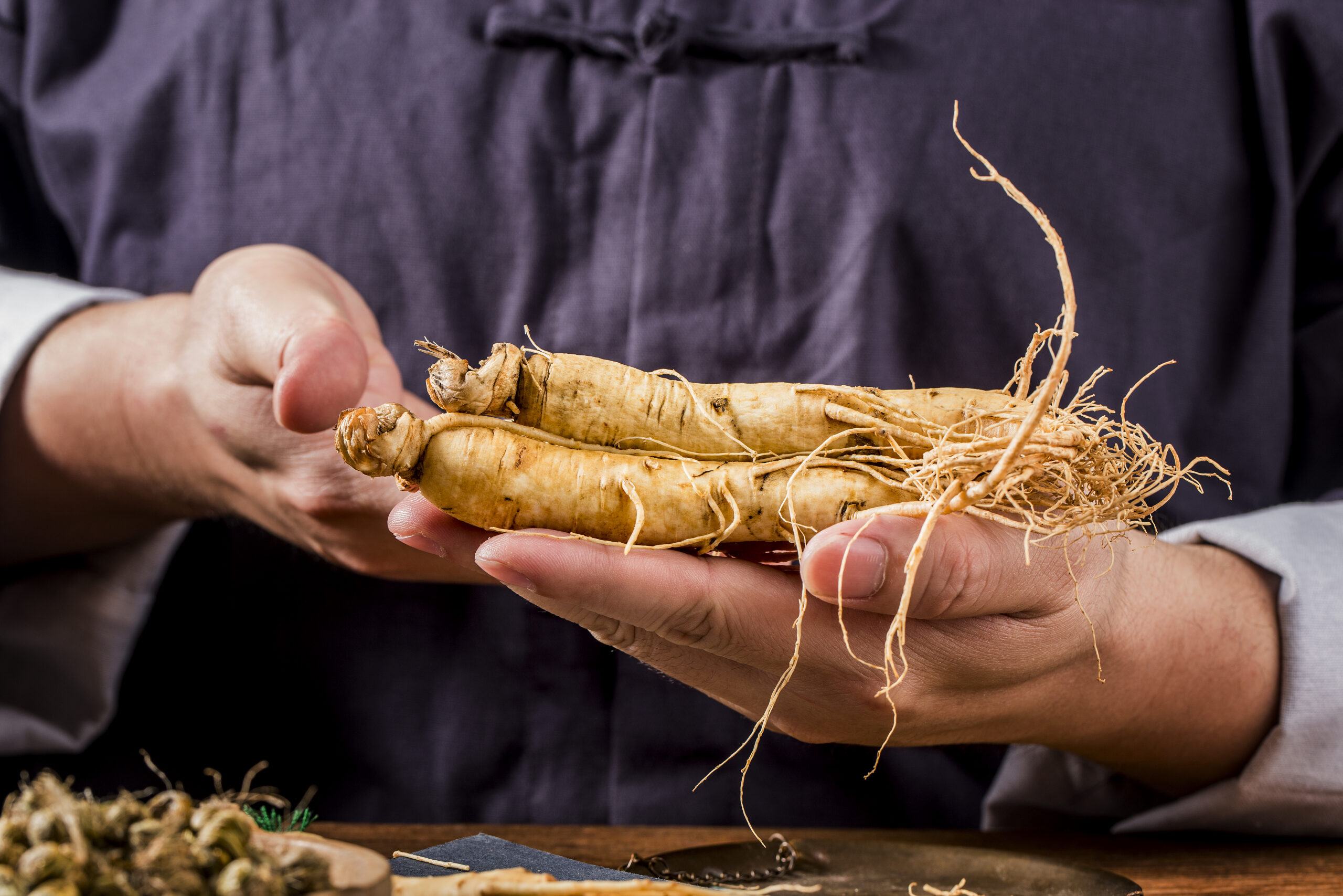 A Chinese Medicine Practitioner Is Selecting Ginseng, Traditiona